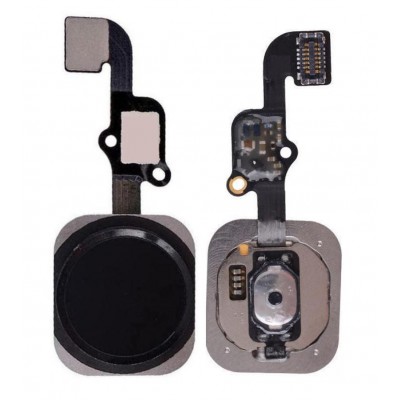 Home Button Complete for Apple iPhone 6 Plus Black - Outer Plastic with Inner Flex