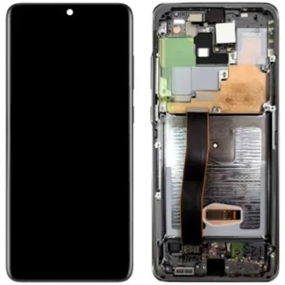 LCD with Touch Screen for Samsung Galaxy S20 Ultra 5G - Black (display glass combo folder) With Frame OLED