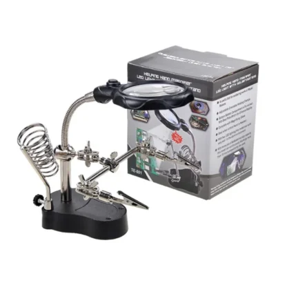 TE-801 Multi-function LED Magnifier PCB Soldering iron Stand Holder Table Magnifying glass 35X 12X w/ 2-LED Light - Image 2